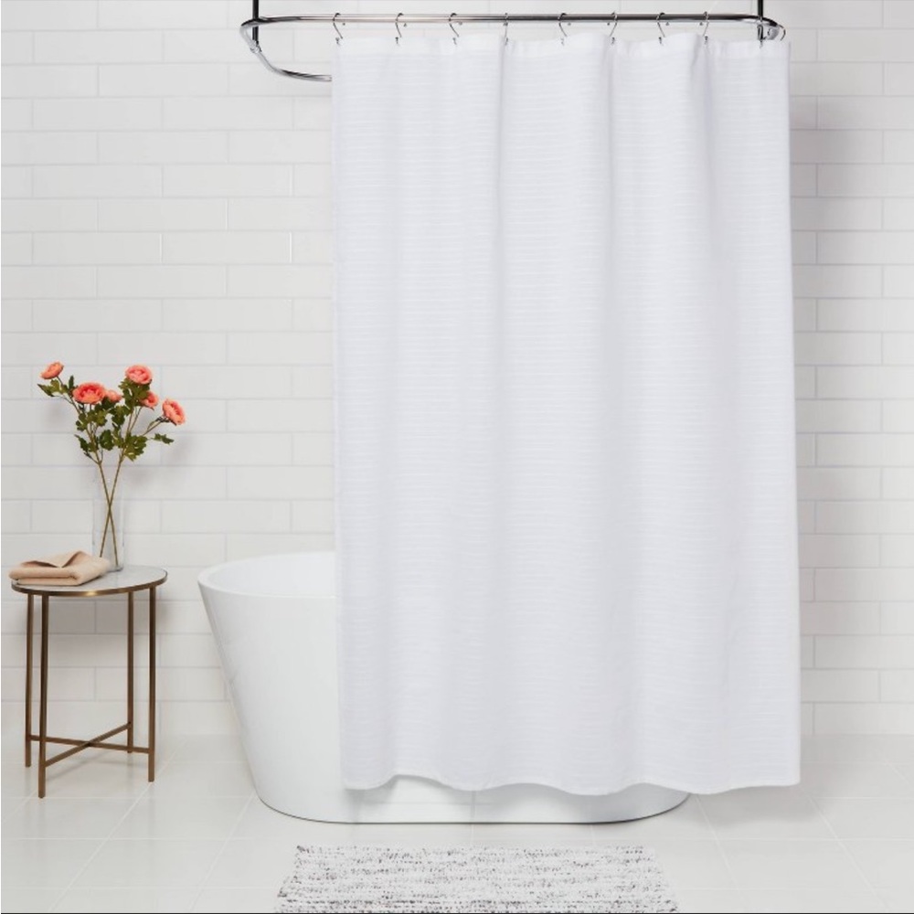 Woven Stripe Shower Curtain White - Threshold & Shower Liner New without Package - Picture 5 of 8